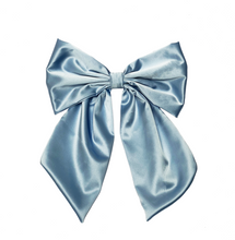 Load image into Gallery viewer, scrunchy with bow - satin light blue
