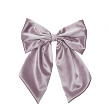 Load image into Gallery viewer, scrunchy with bow - satin lilac
